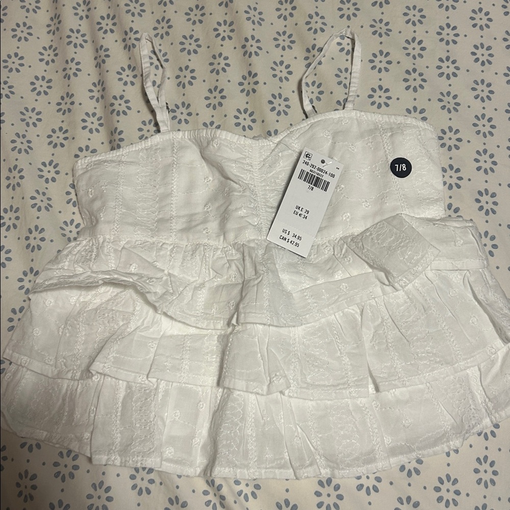 Girls white peplum top Abercrombie size 7/8